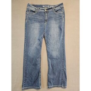 WallFlower Luscious Curvy Bootcut Jeans Womens 16 Short Indigo Blue Embellished
